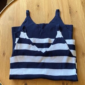 LOFT knit tank tops. Set of two. Cotton/acrylic stretch. Navy, and navy/white.